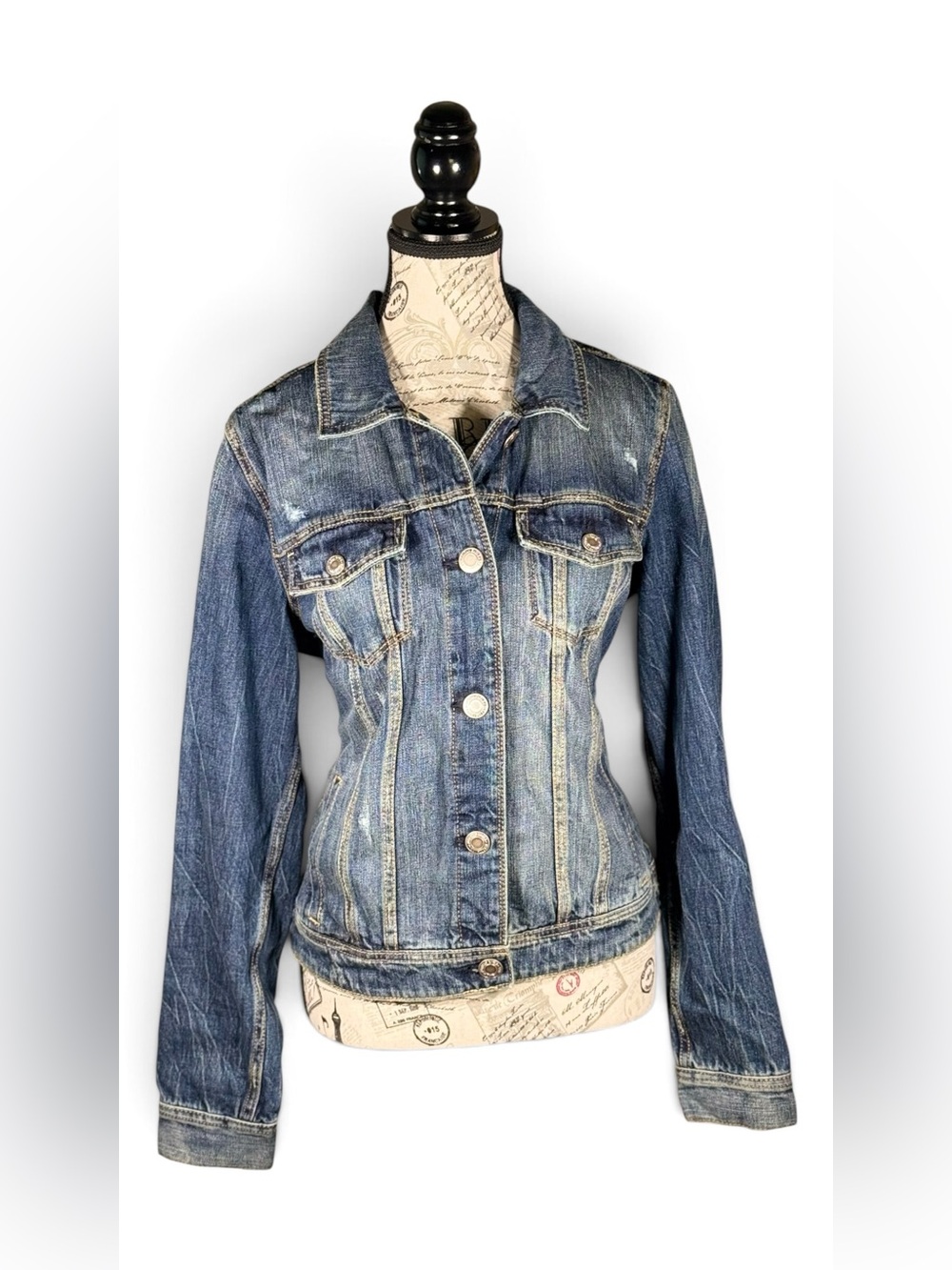 American Eagle Outfitters Distressed Blue Denim Jacket